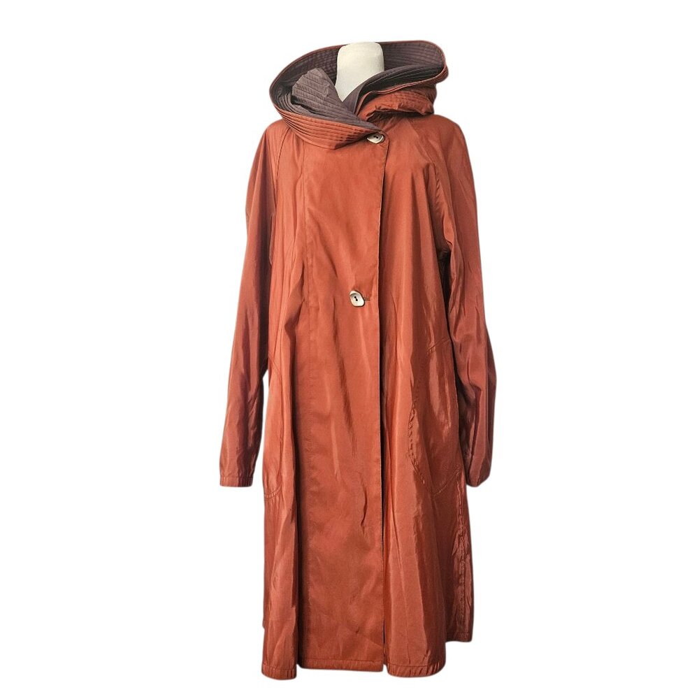 Mycra Pac Donatella Reversible Rain Jacket Hood Brown/Orange SZ 0-Petite US 6-8